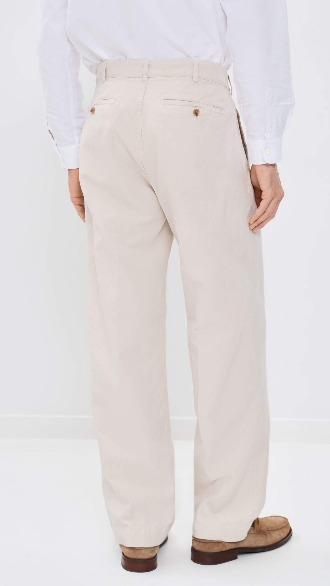Canal Pleated Twill Cotton and Linen Pants Birch