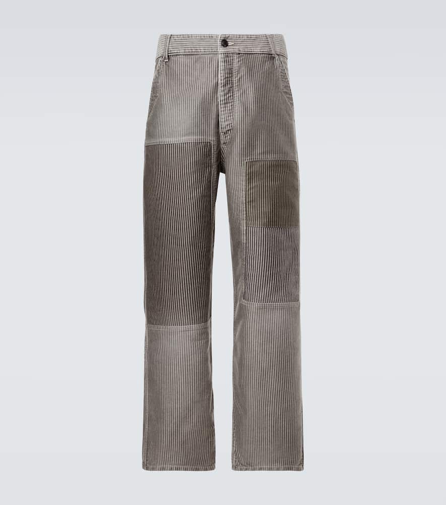 Pastoral striped cotton wide-leg pants