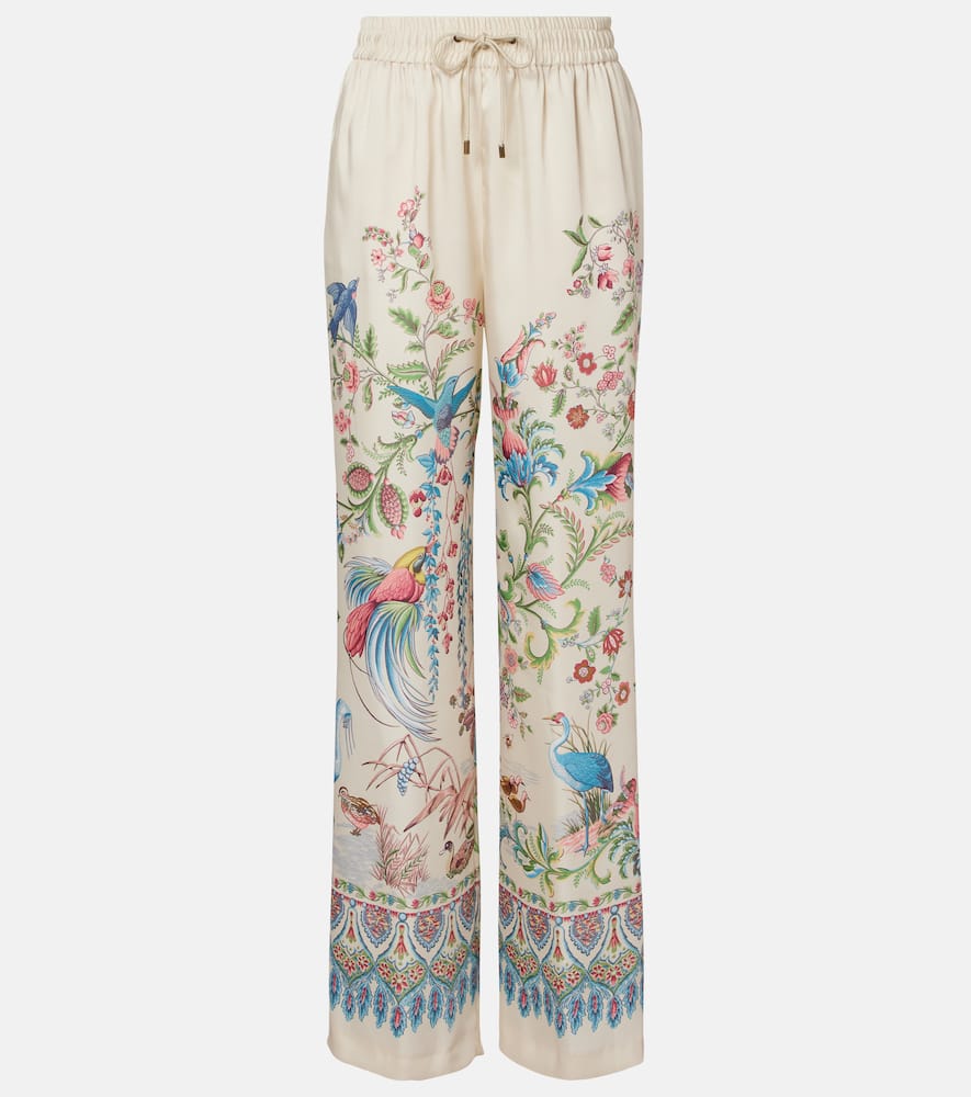 Floral wide-leg pants
