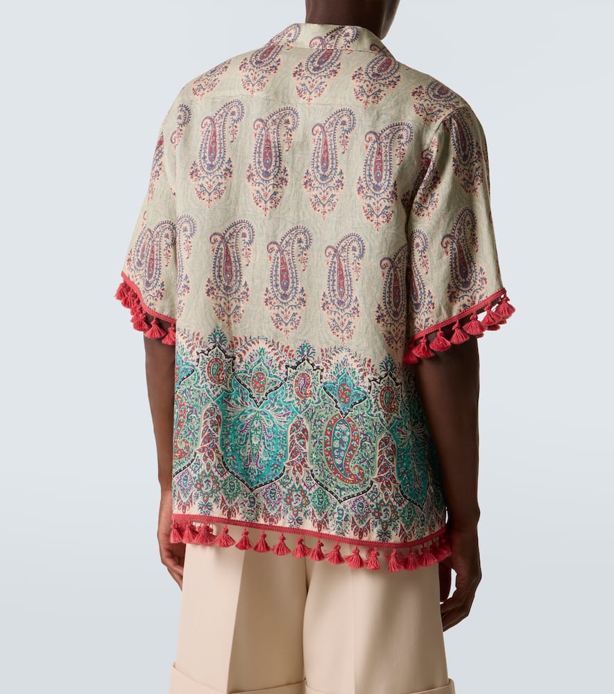 Paisley linen bowling shirt