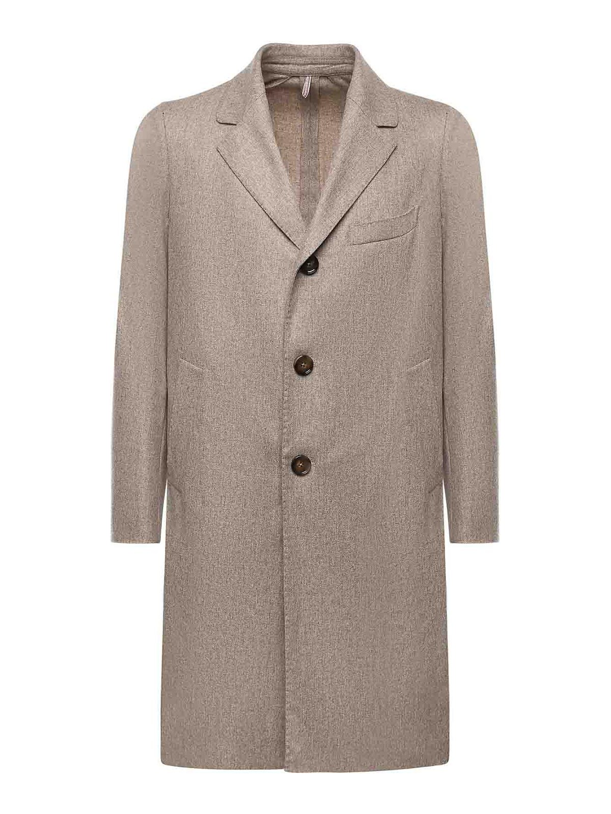 Single-Breasted Wool Blend Coat