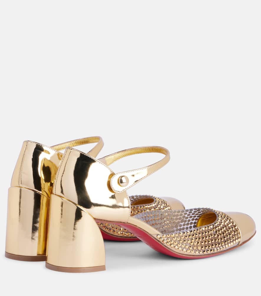 Christian Louboutin Miss MJ Strass mirrored leather and PVC pumps