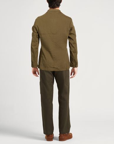 Man Blazer Military green Size 40 Linen, Viscose, Elastane