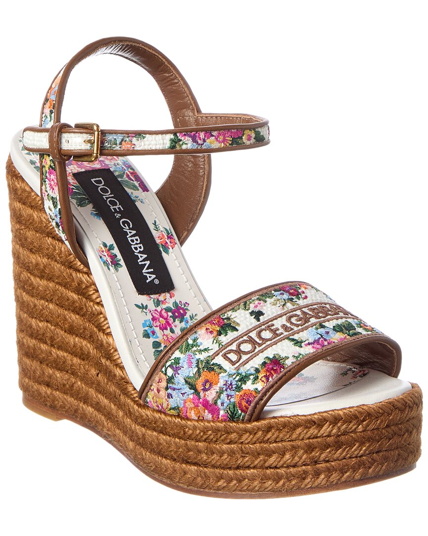 Majolica Canvas & Leather Wedge Sandal