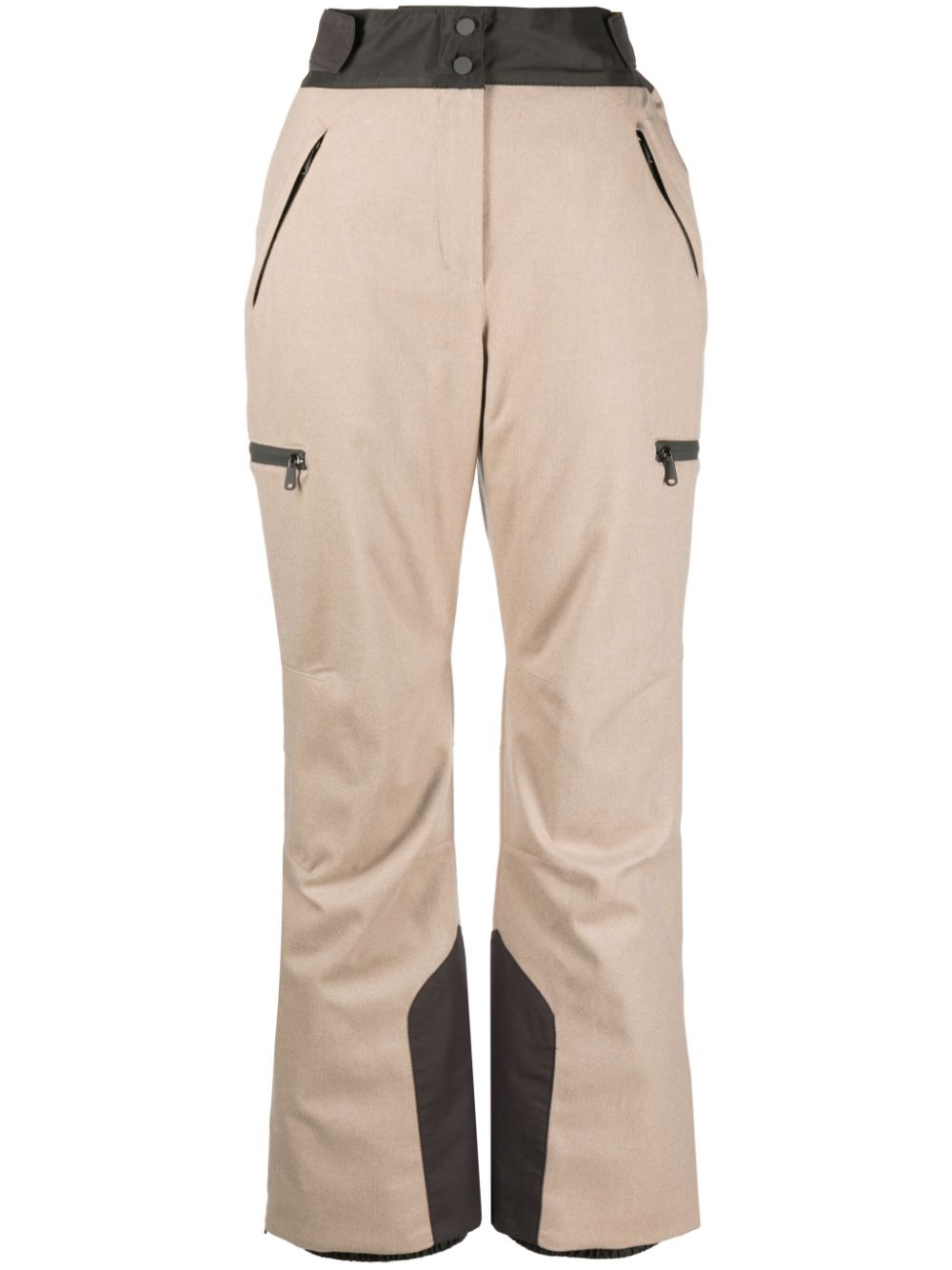 Colour-block wool track pants - Neutrals