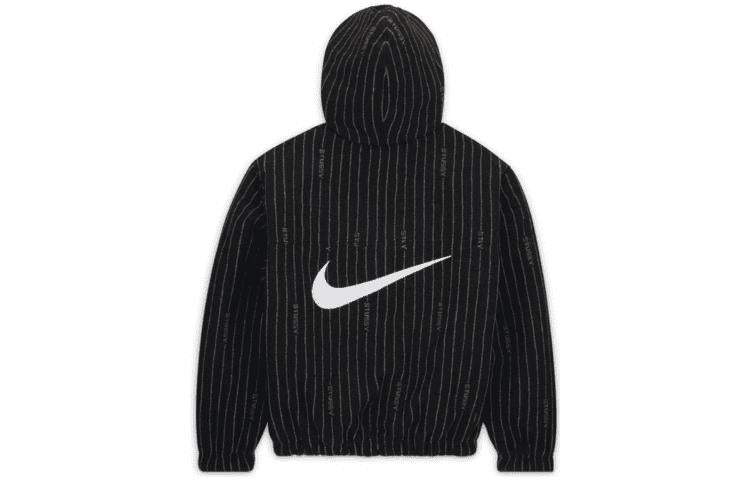 X Stussy Stripe Wool Jacket 'Antique Black'