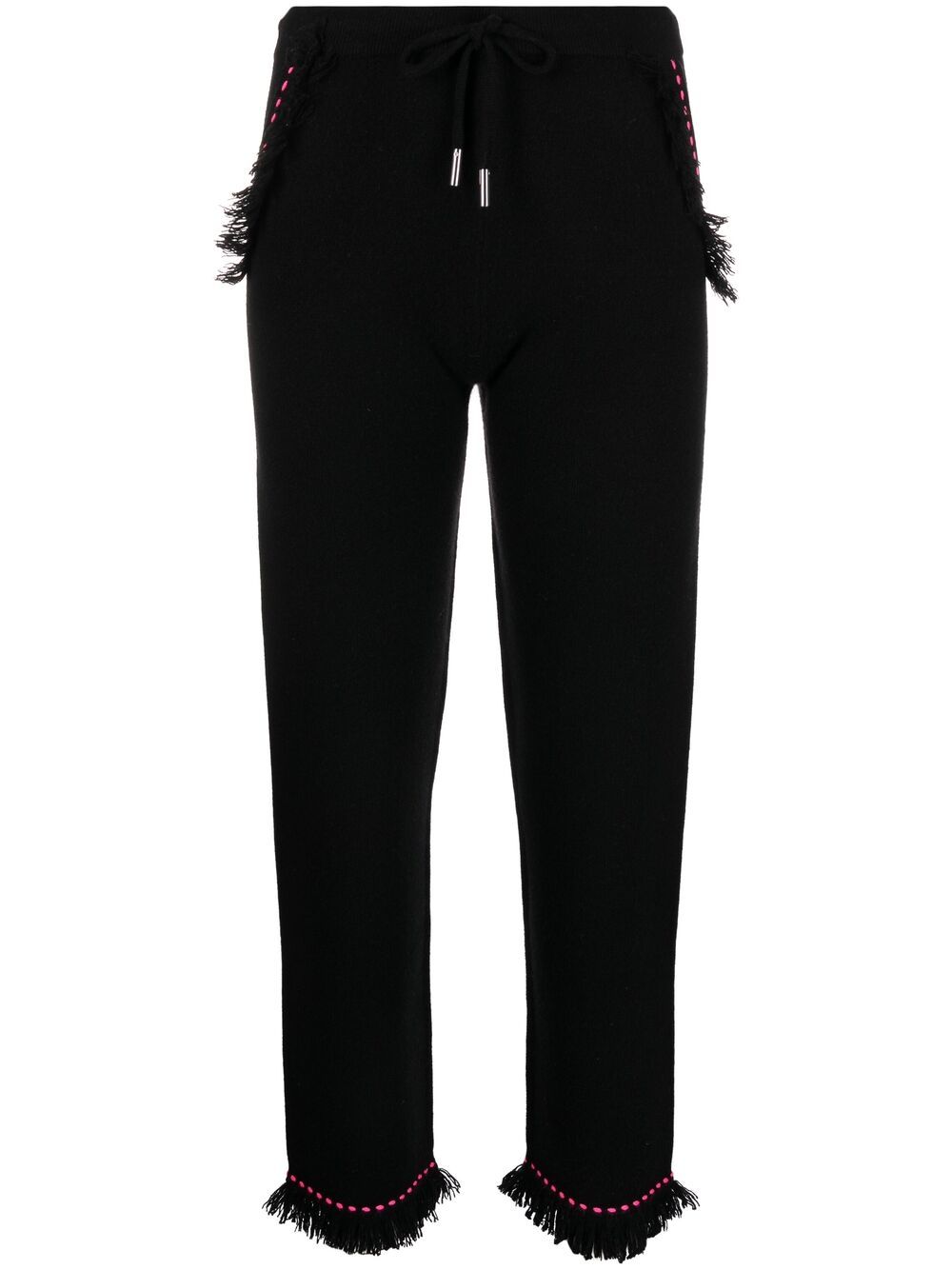 Frayed contrast-stitch trousers - Black