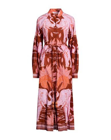Woman Midi dress Tan Size S Cotton