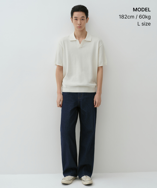 Washable Supima Cotton Slit Neck Knitted Polo Shirt
