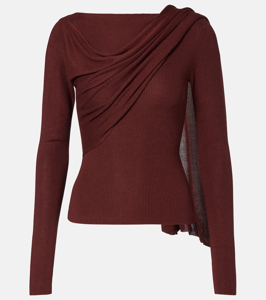 Draped silk-blend top