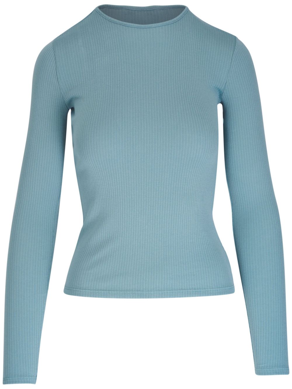 Ribbed-knit cotton T-shirt - Blue