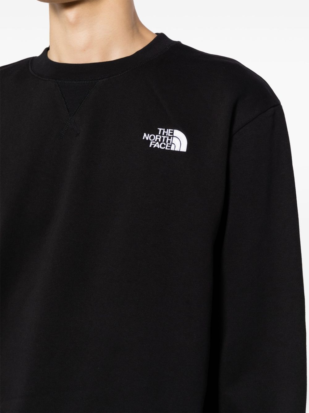 Logo-embroidered long-sleeved sweatshirt - Black