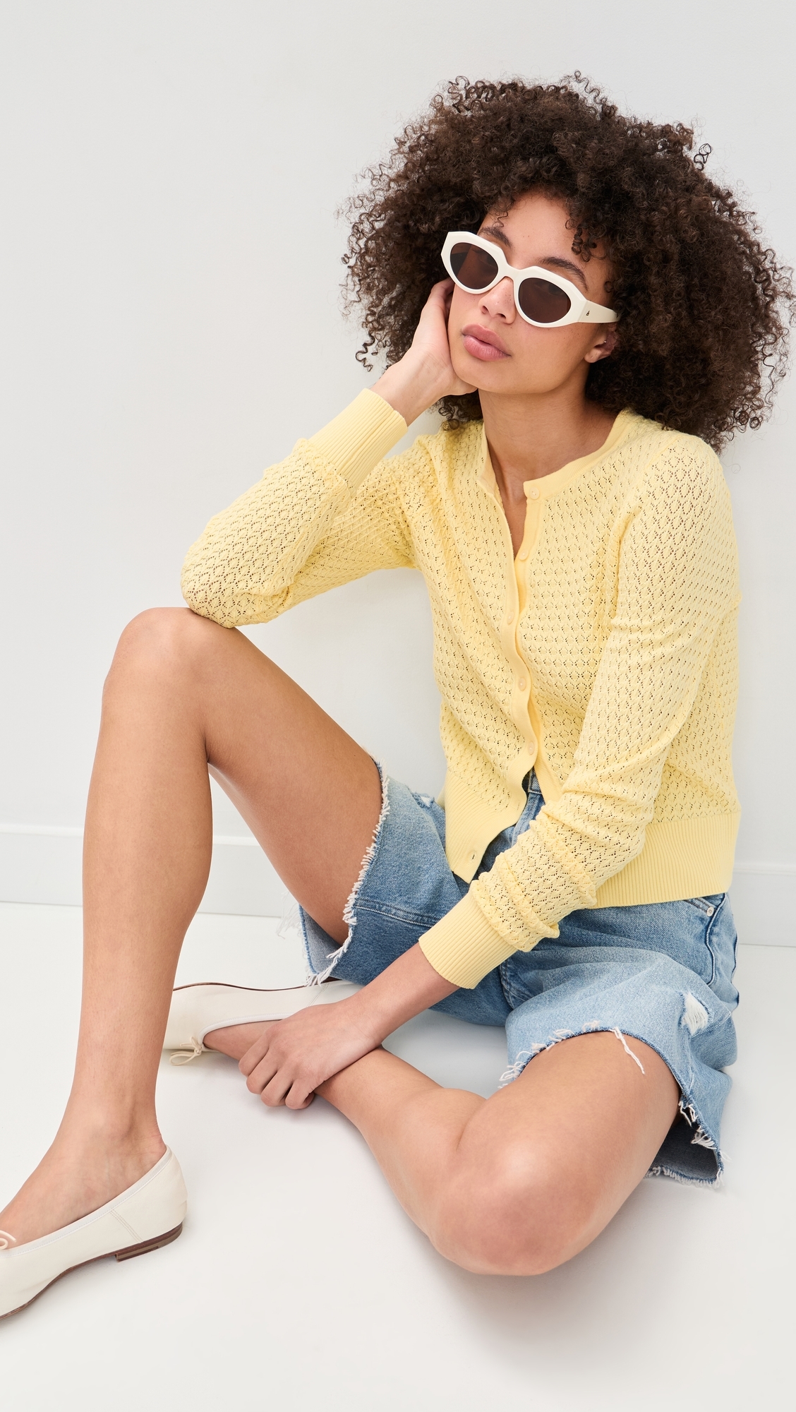 The Pointelle Dani Cardigan Sunshine