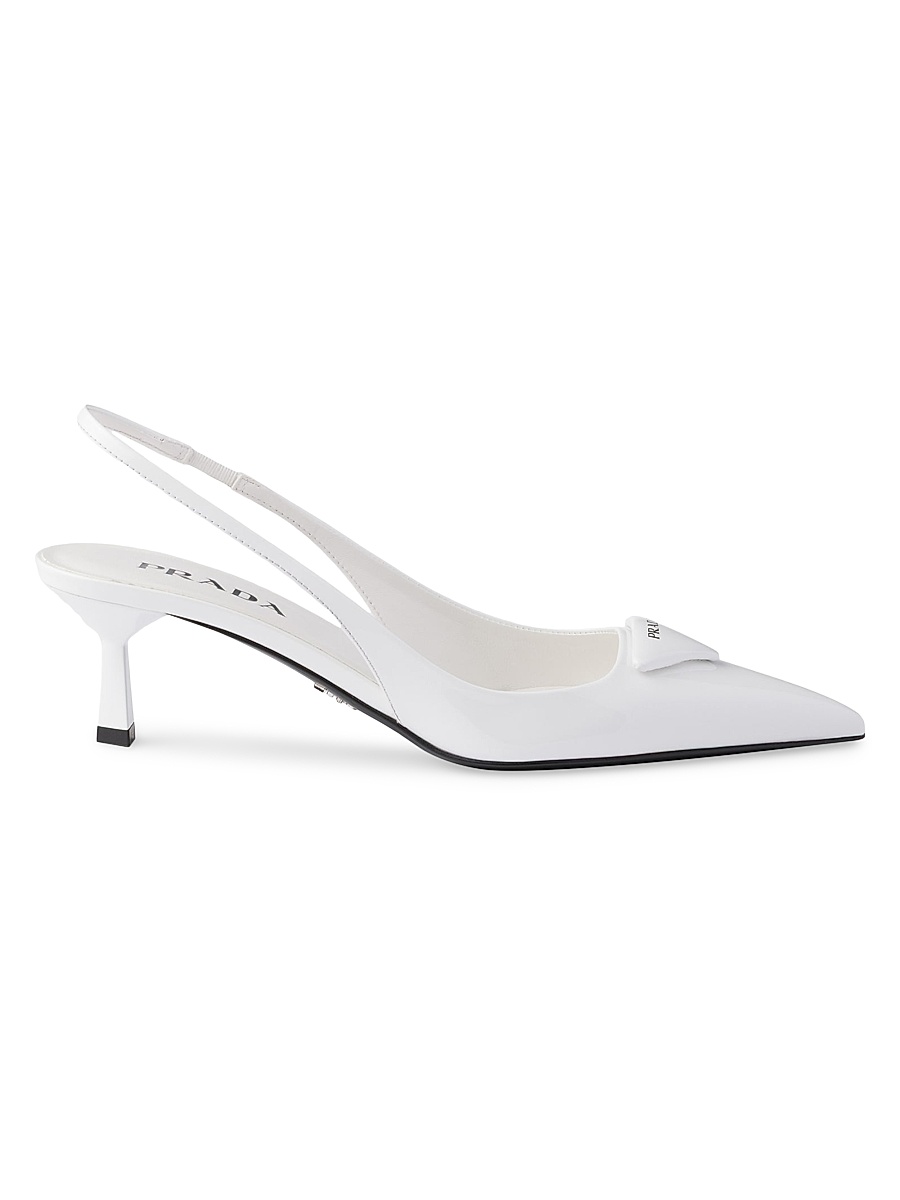 Women's Patent Leather 55MM Slingback Pumps - White