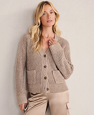 Ann Taylor Haven Well Within Lurex Blend Shaker Stitch Cardigan