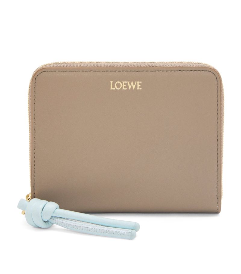 Leather Knot Zip-Around Wallet