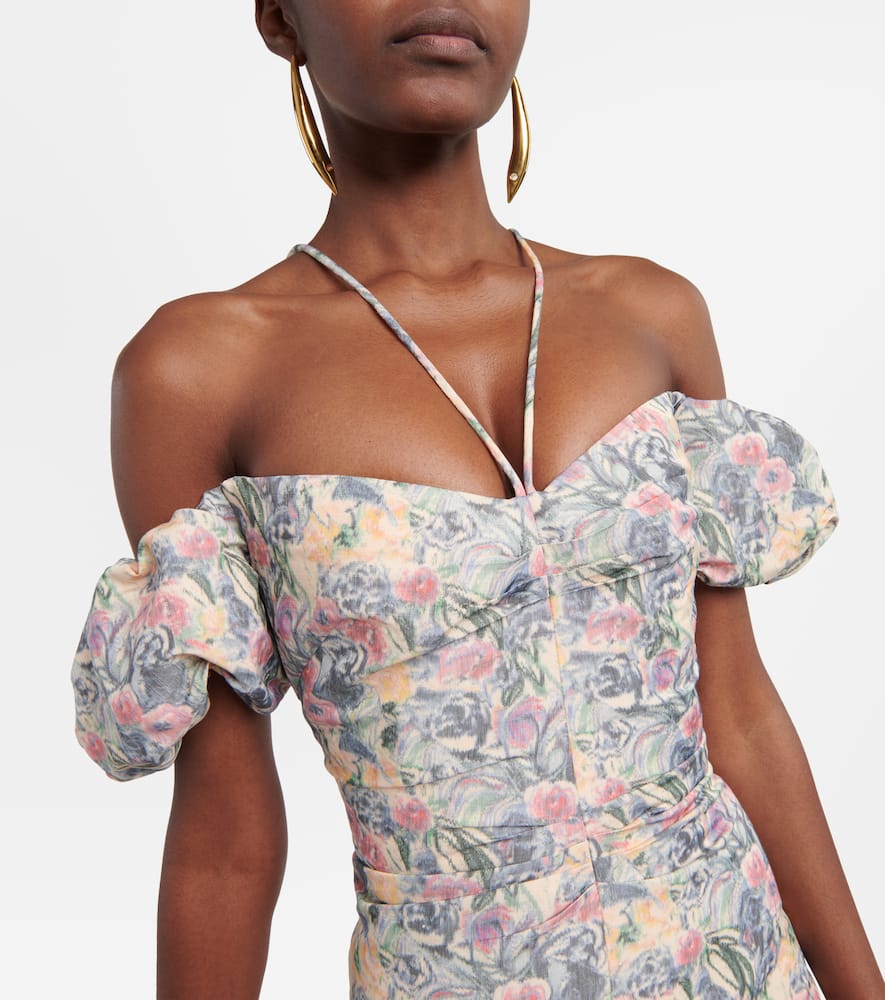 Ruched off-shoulder midi dress