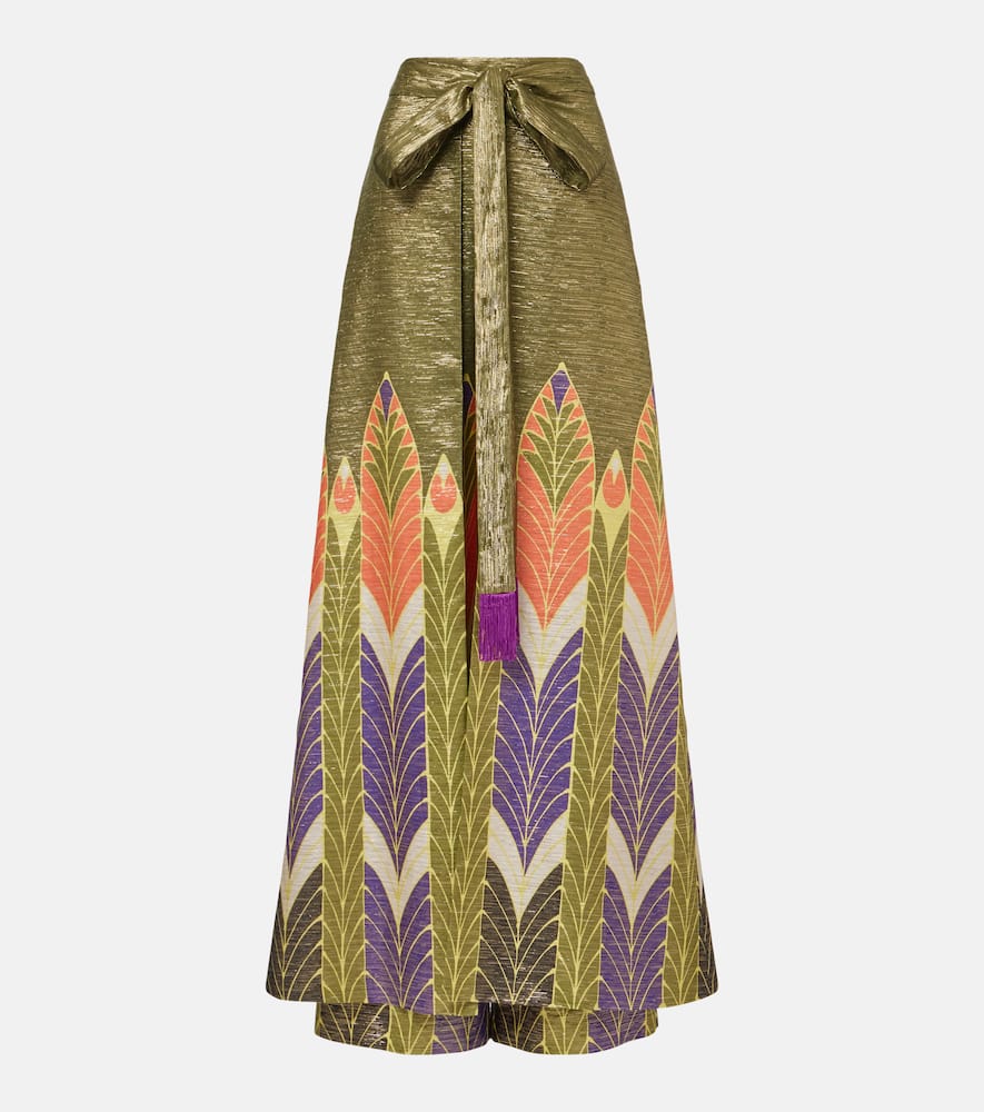 Printed silk-blend wide-leg pants