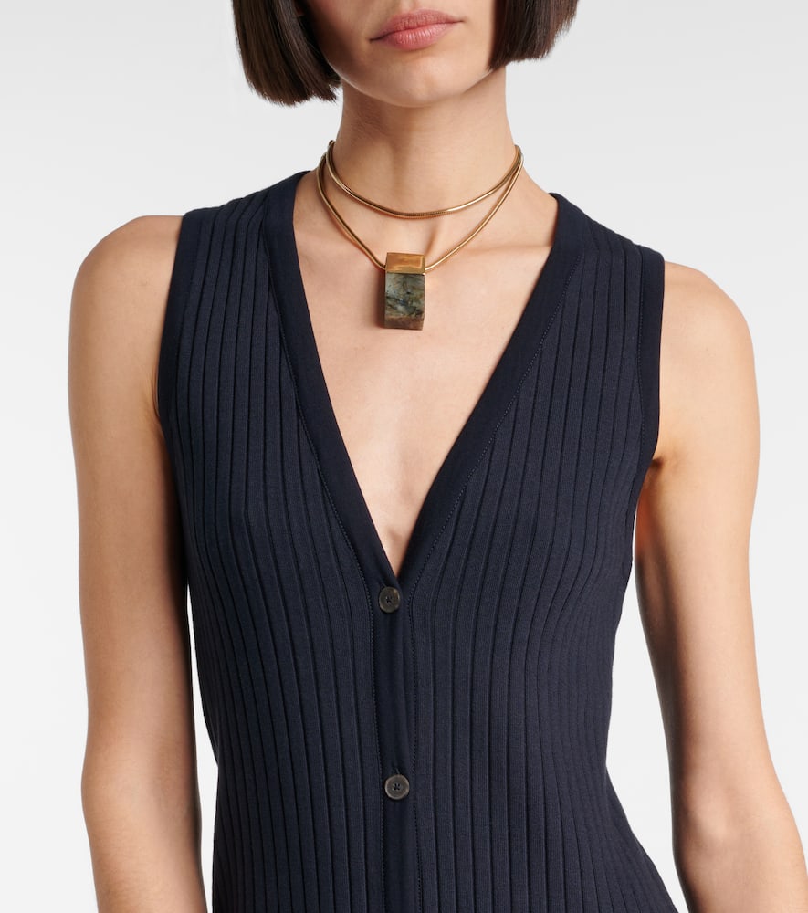 Ribbed-knit midi dress