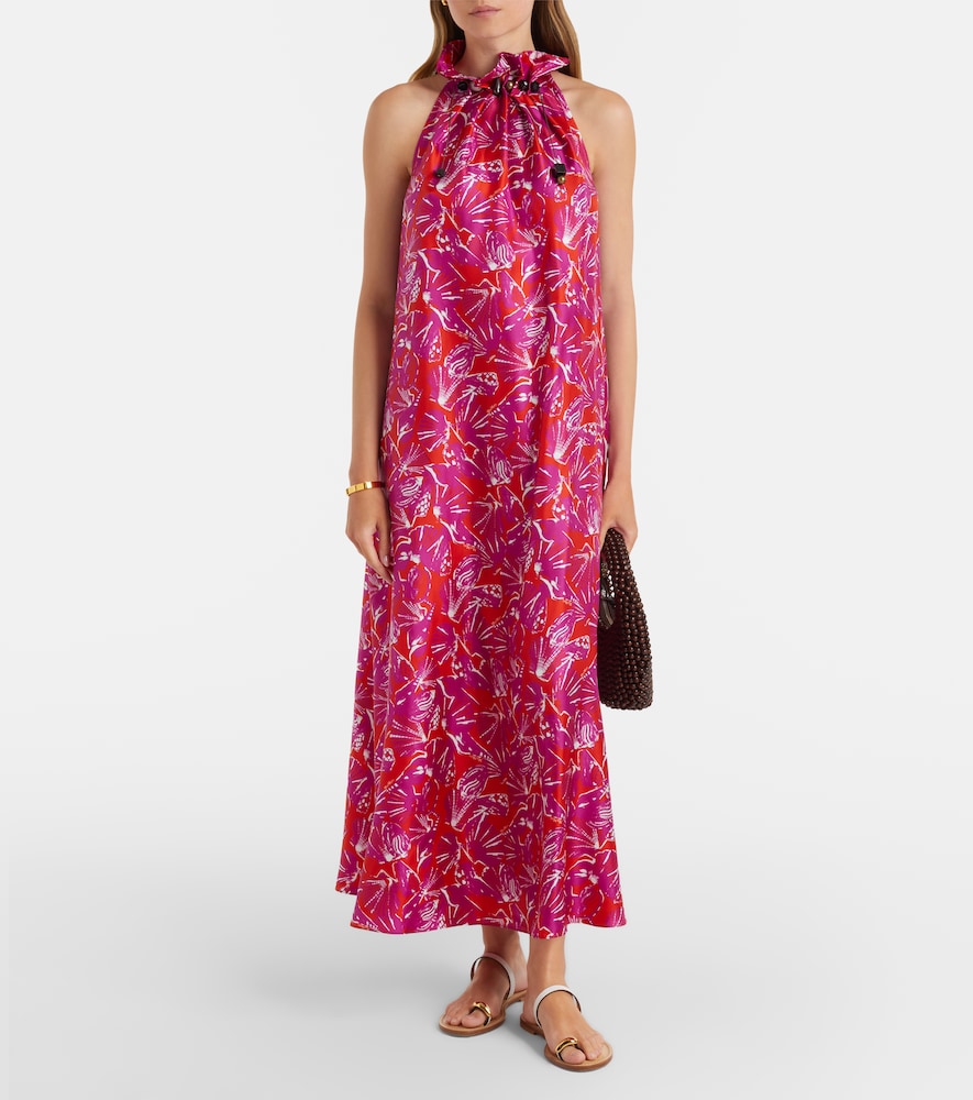 Cartone printed silk maxi dress