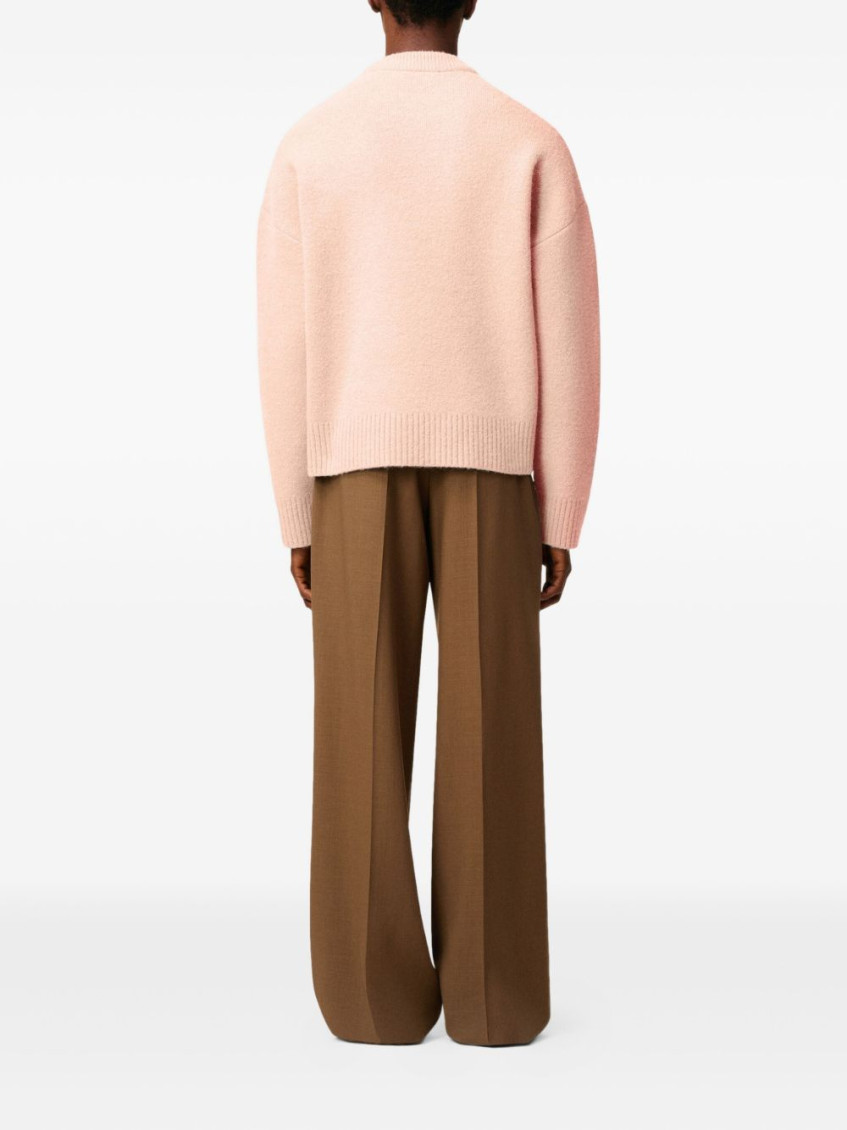 Pink Wool Sweater With Logo