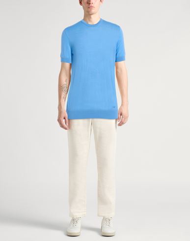 Man Sweater Light blue Size M Virgin Wool