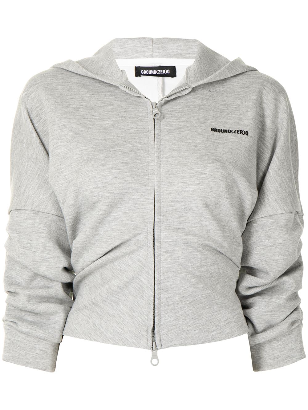 Draped-sleeve zipped hoodie - Grey
