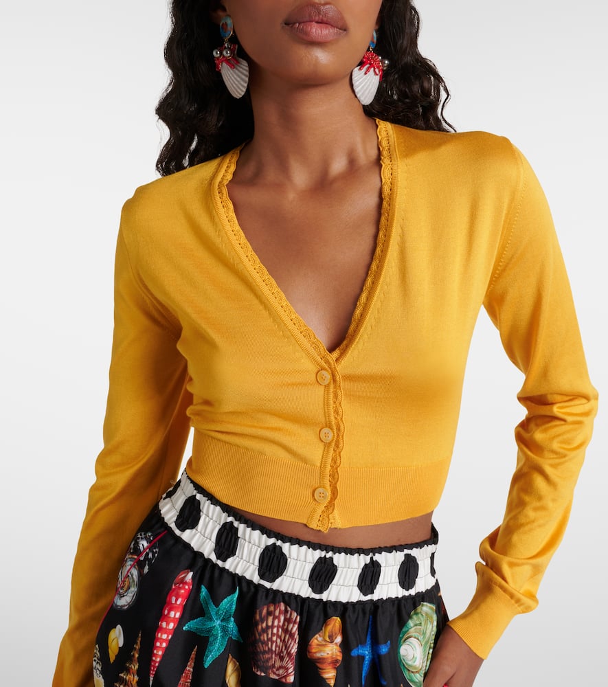 Cropped silk cardigan