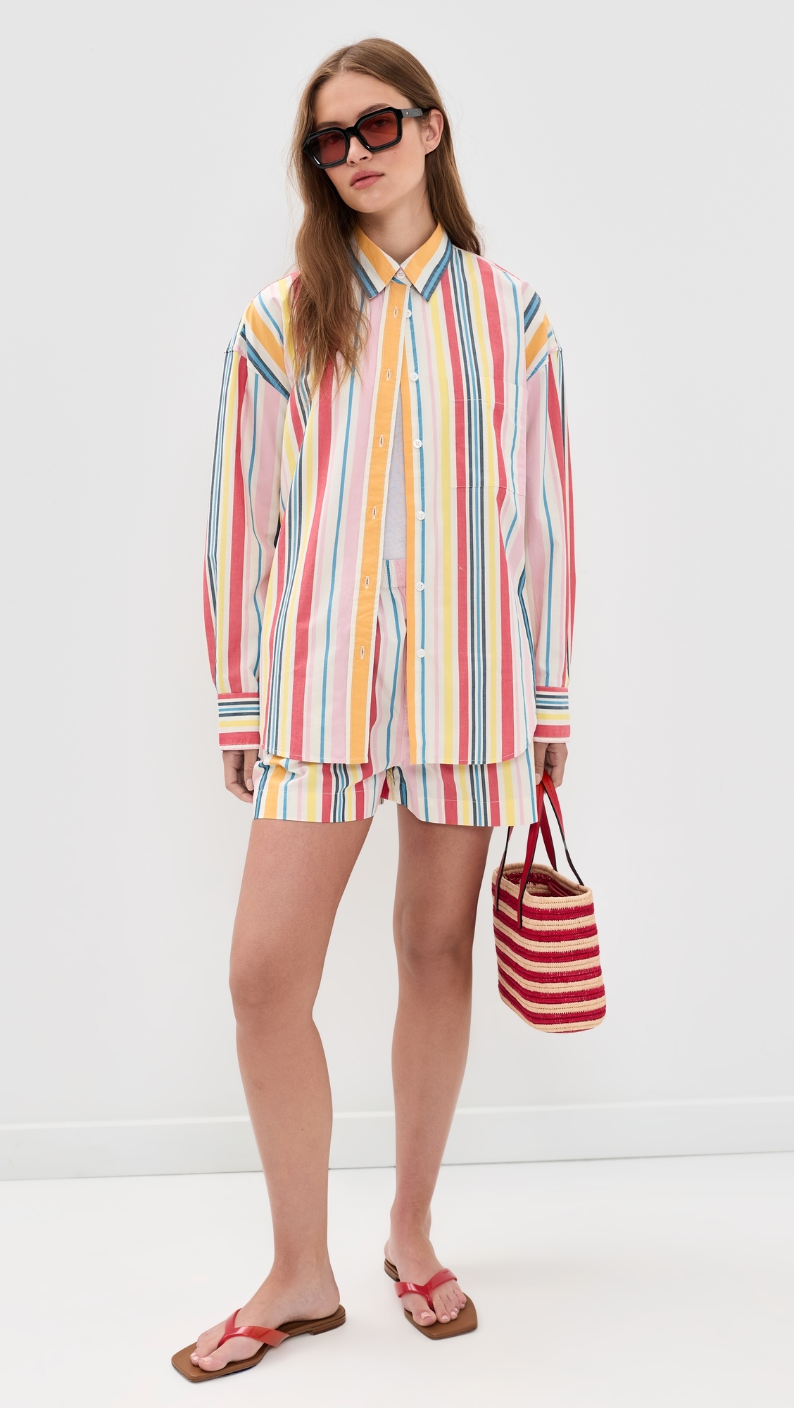 Coastal Poplin Relaxed Button Down Shirt Sunset Parade