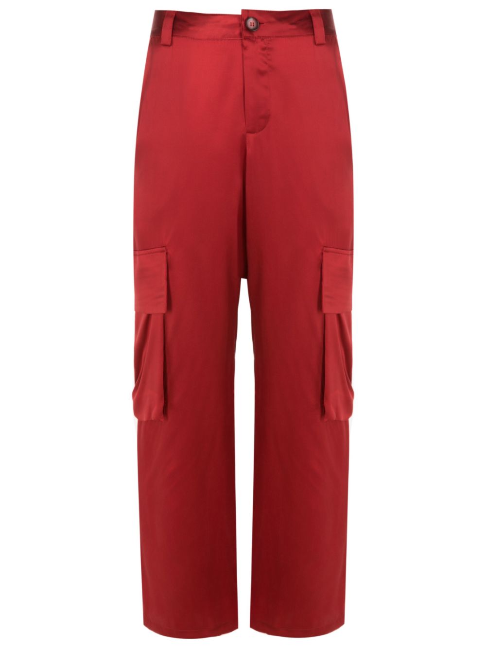 Straight-leg silk cargo trousers - Green