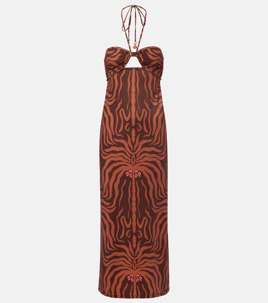 Jungle Palms printed midi dress