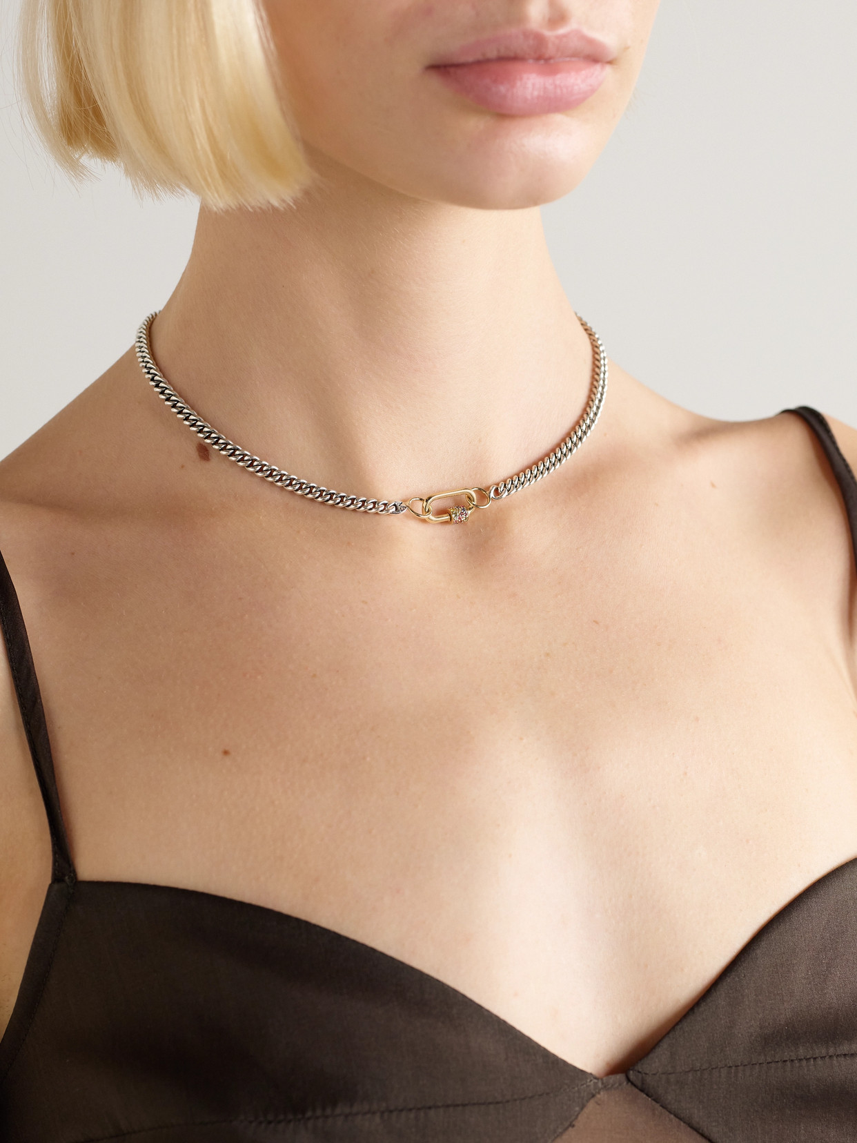 Babylock Sterling Silver And 14-karat Gold, Emerald And Sapphire Necklace - One size