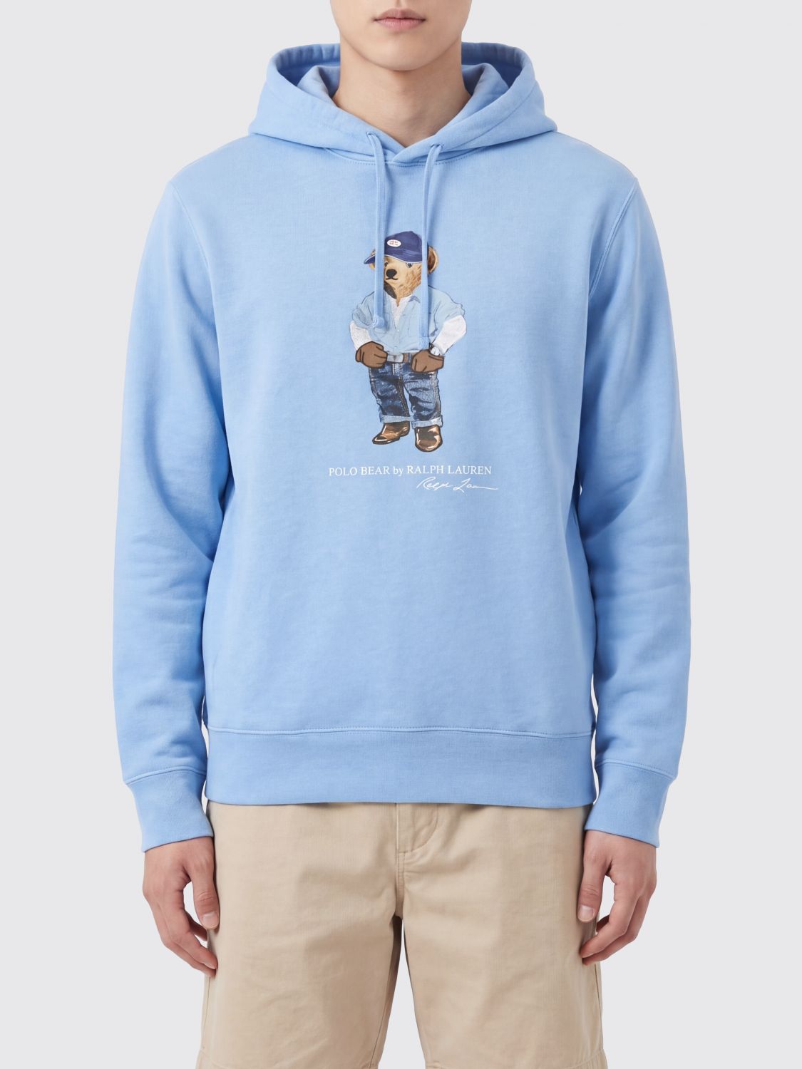 Cotton Hoodie with Teddy Bear Print