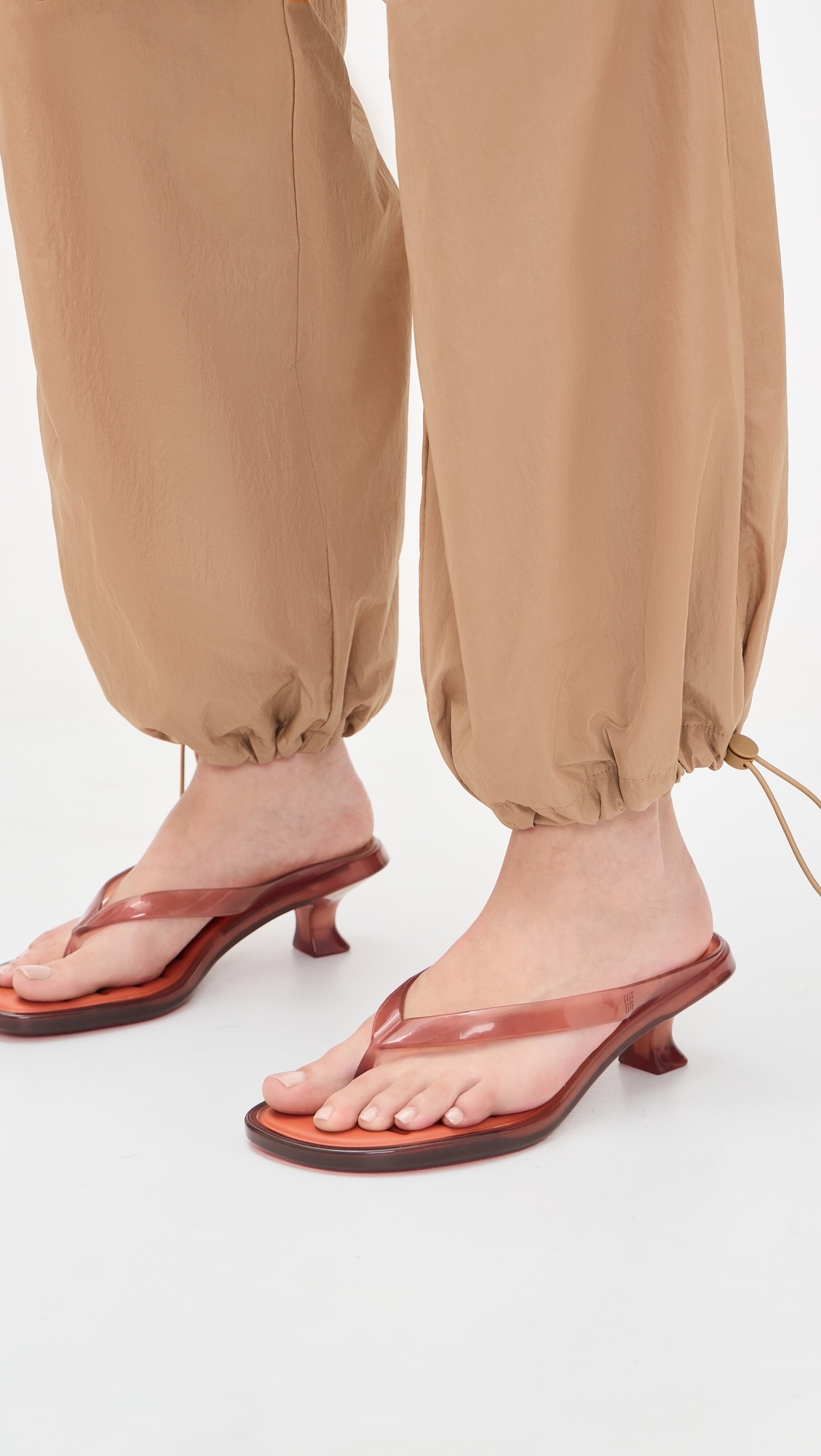 Jelly Kitten Heel Flip Flops Brown