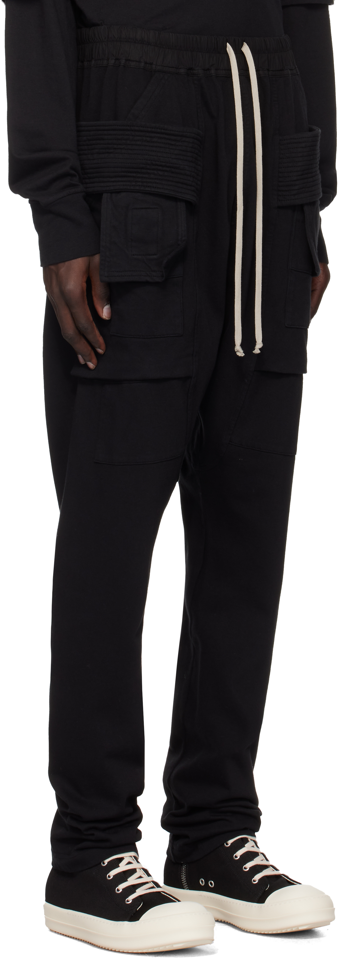 Rick Owens DRKSHDW Black Porterville Creatch Cargo Drawstring Shorts