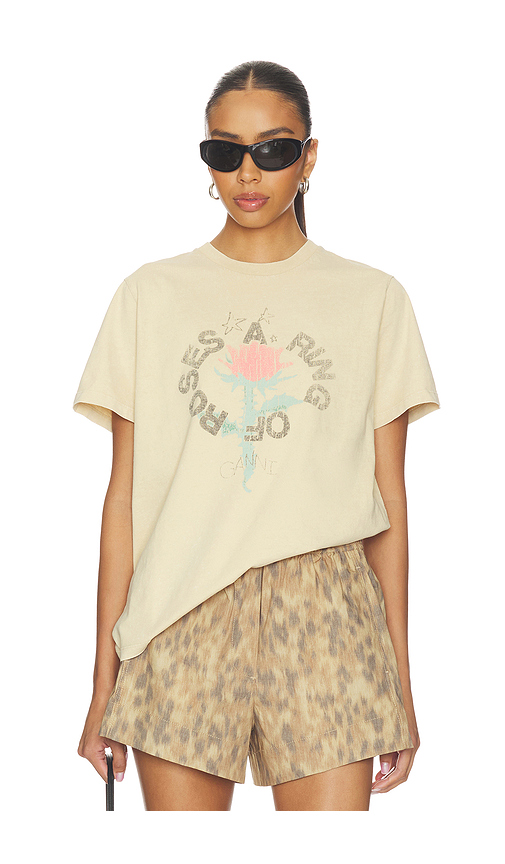 Ganni Future Heavy Jersey Oversized T-shirt in Beige. XS. Also in L, M