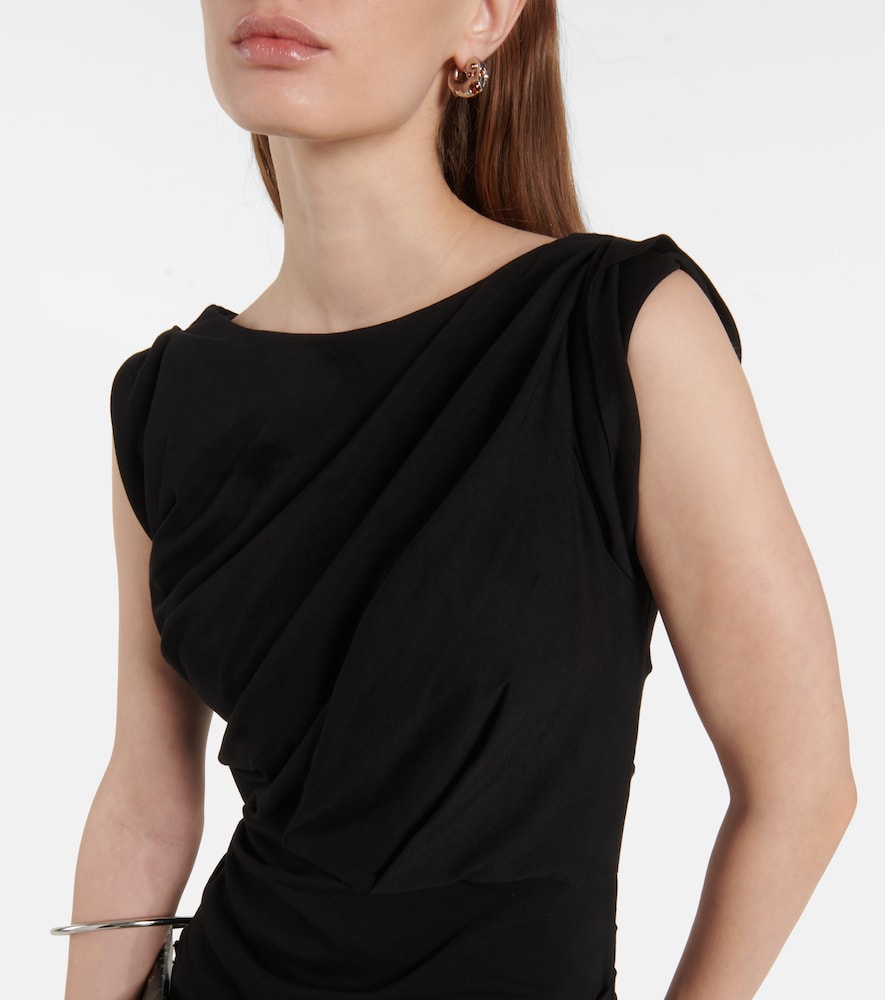 Gathered cotton jersey midi dress