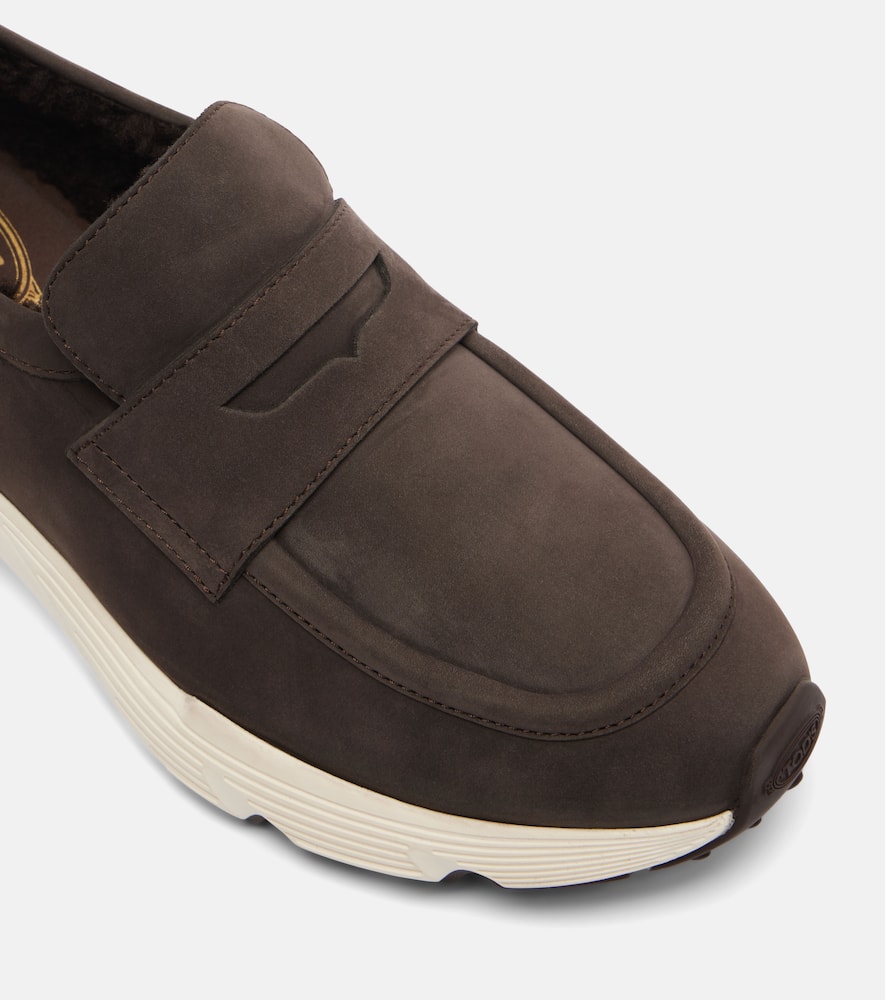 Shearling-lined leather slip-on shoes
