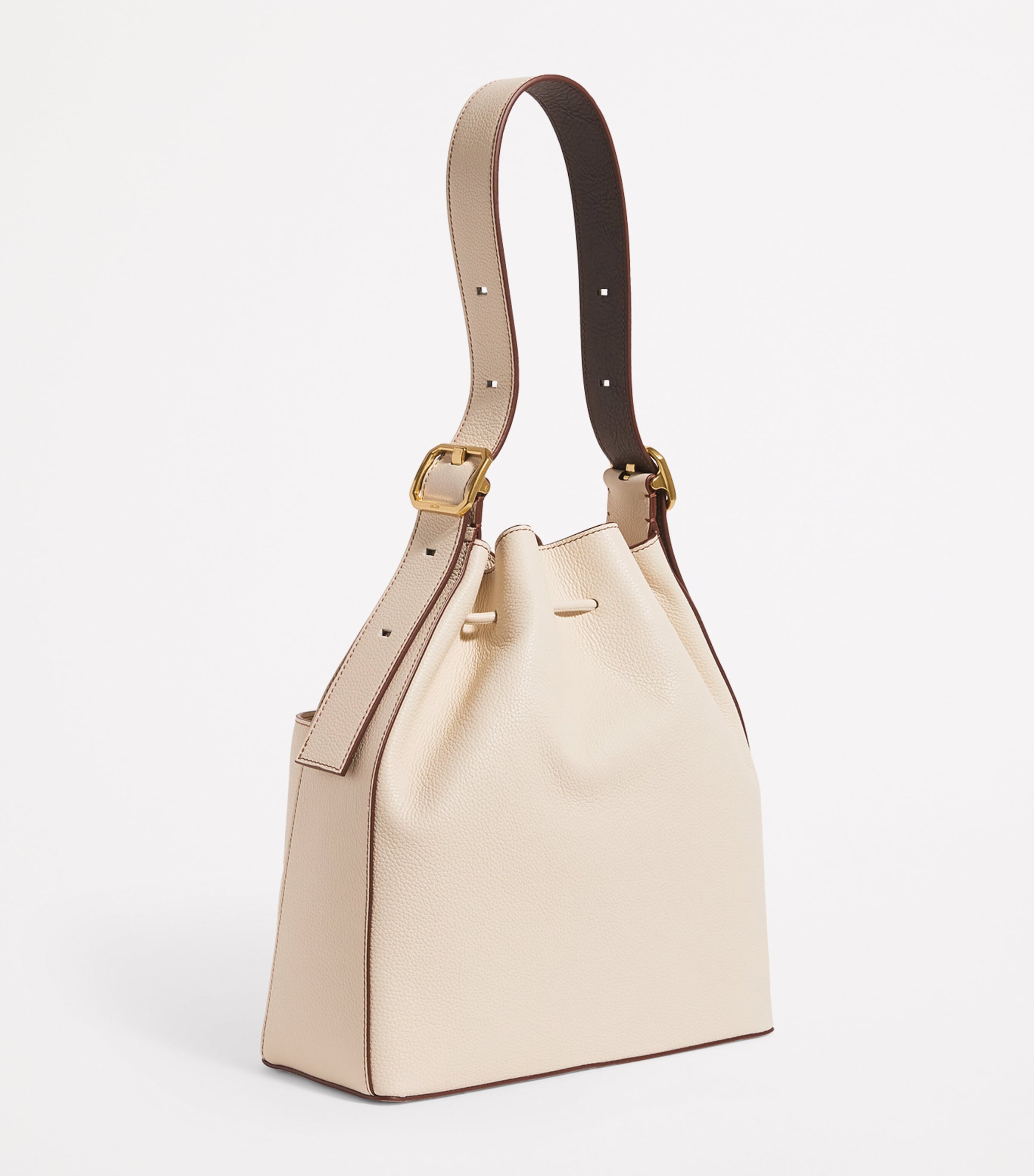 Leather Drawstring Bucket Bag