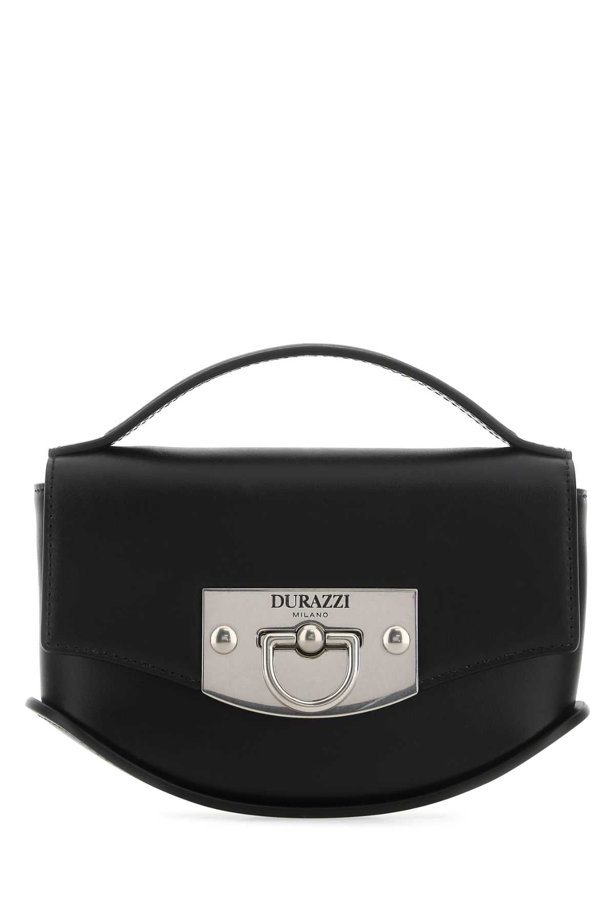 Leather Mini Swing Top Handle Bag — Black