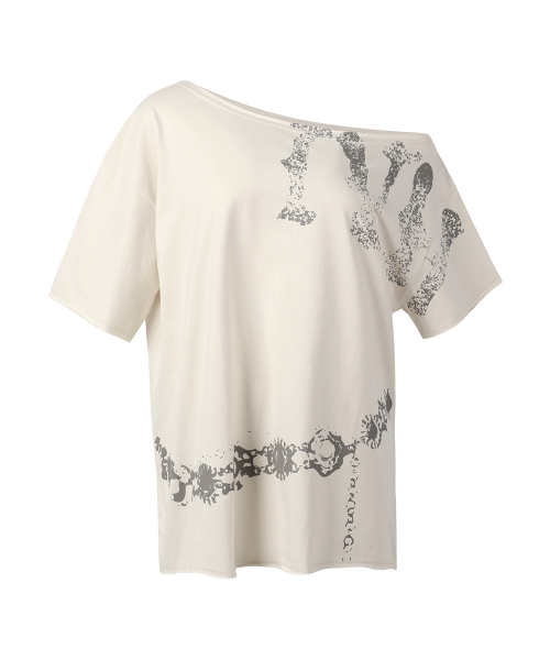 CUT-OFF LOOSE CHAIN TEE BEIGE