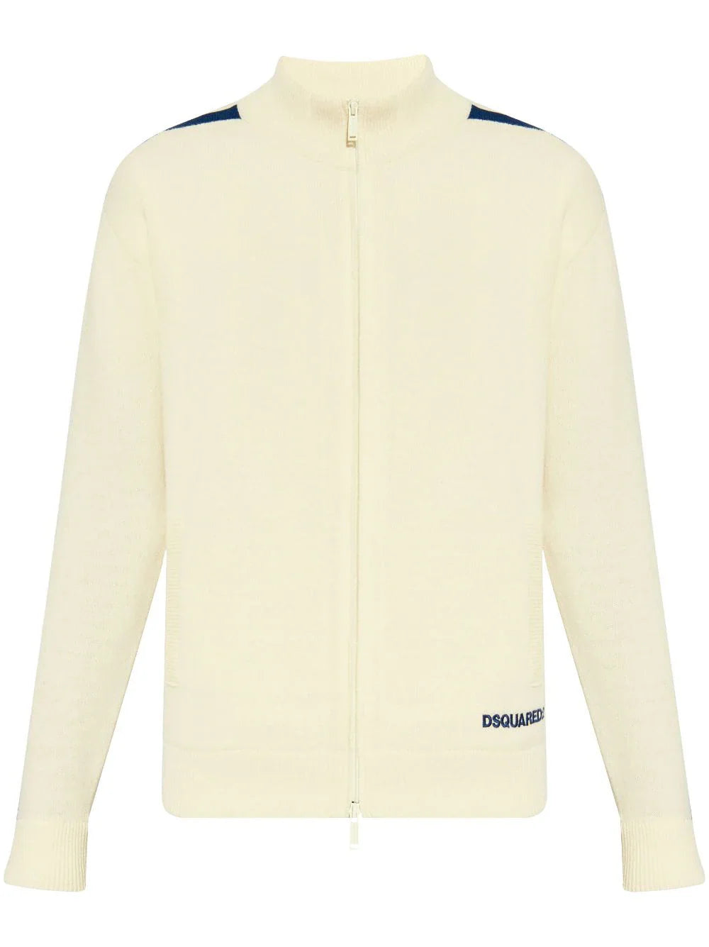 Stripe-Detailing Wool Blend Cardigan — Ivory