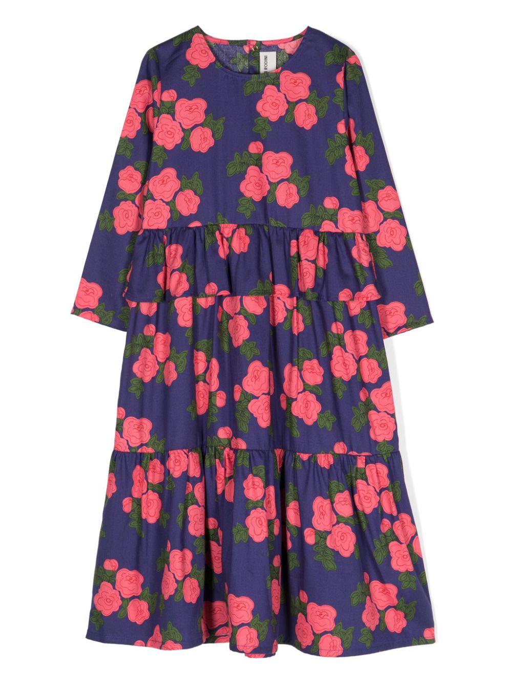 Floral-print organic cotton dress - Blue