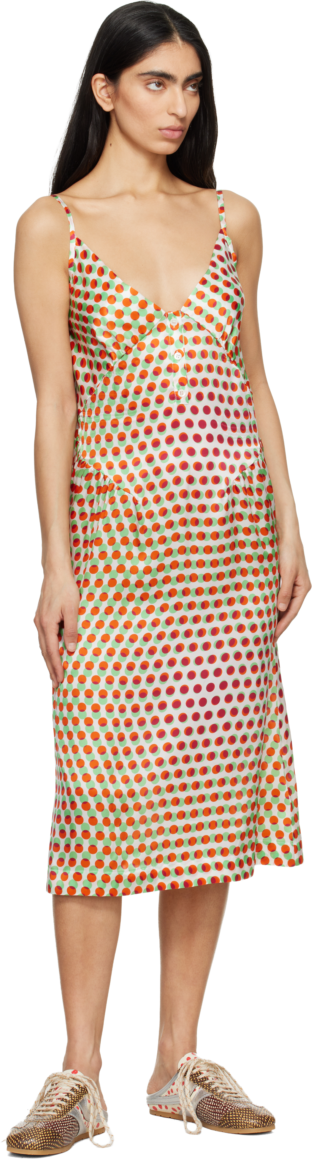 Off-White Silk Slip Midi Dress