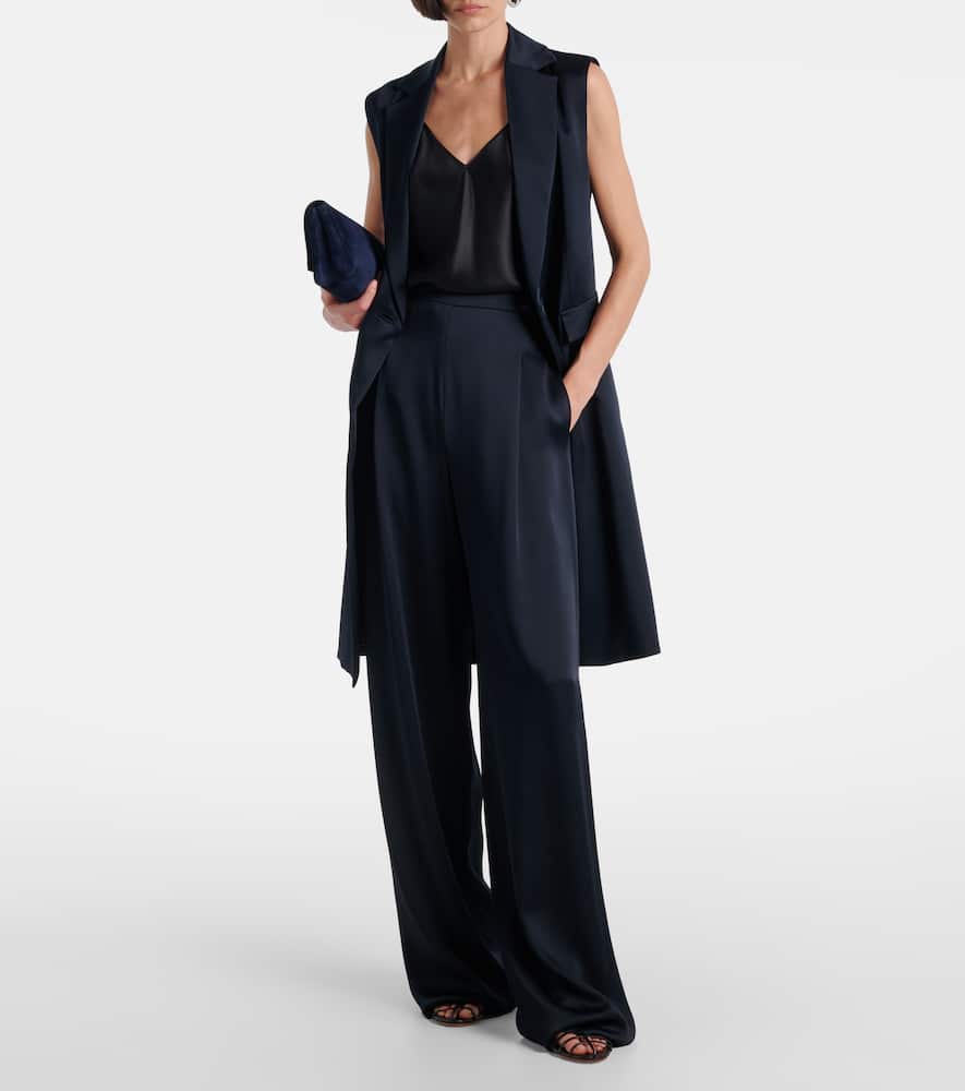 Dritto crêpe satin wide-leg pants