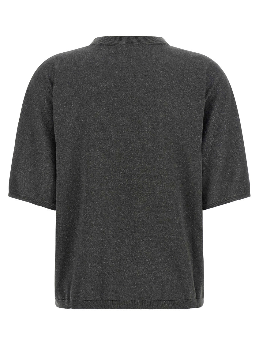 Brunello Cucinelli - sparkling lamé short sleeve cashmere sweater