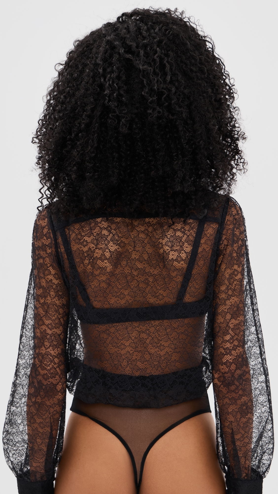 Petite Fleur Crossover Thong Bodysuit Black