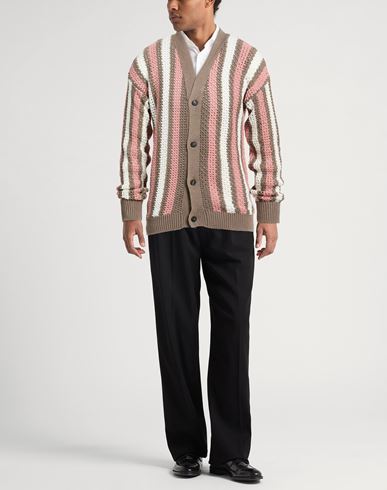 Man Cardigan Taupe Size 42 Cotton