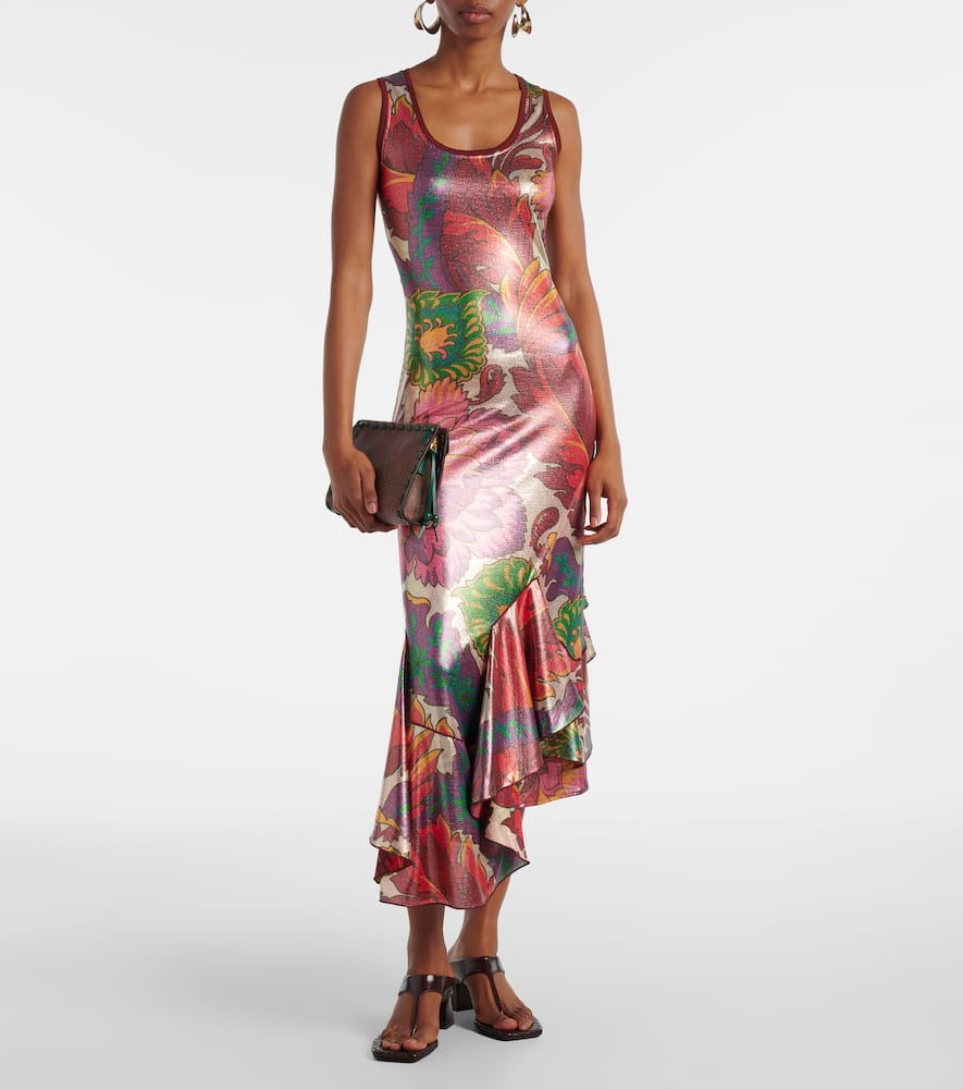 Printed satin maxi dress