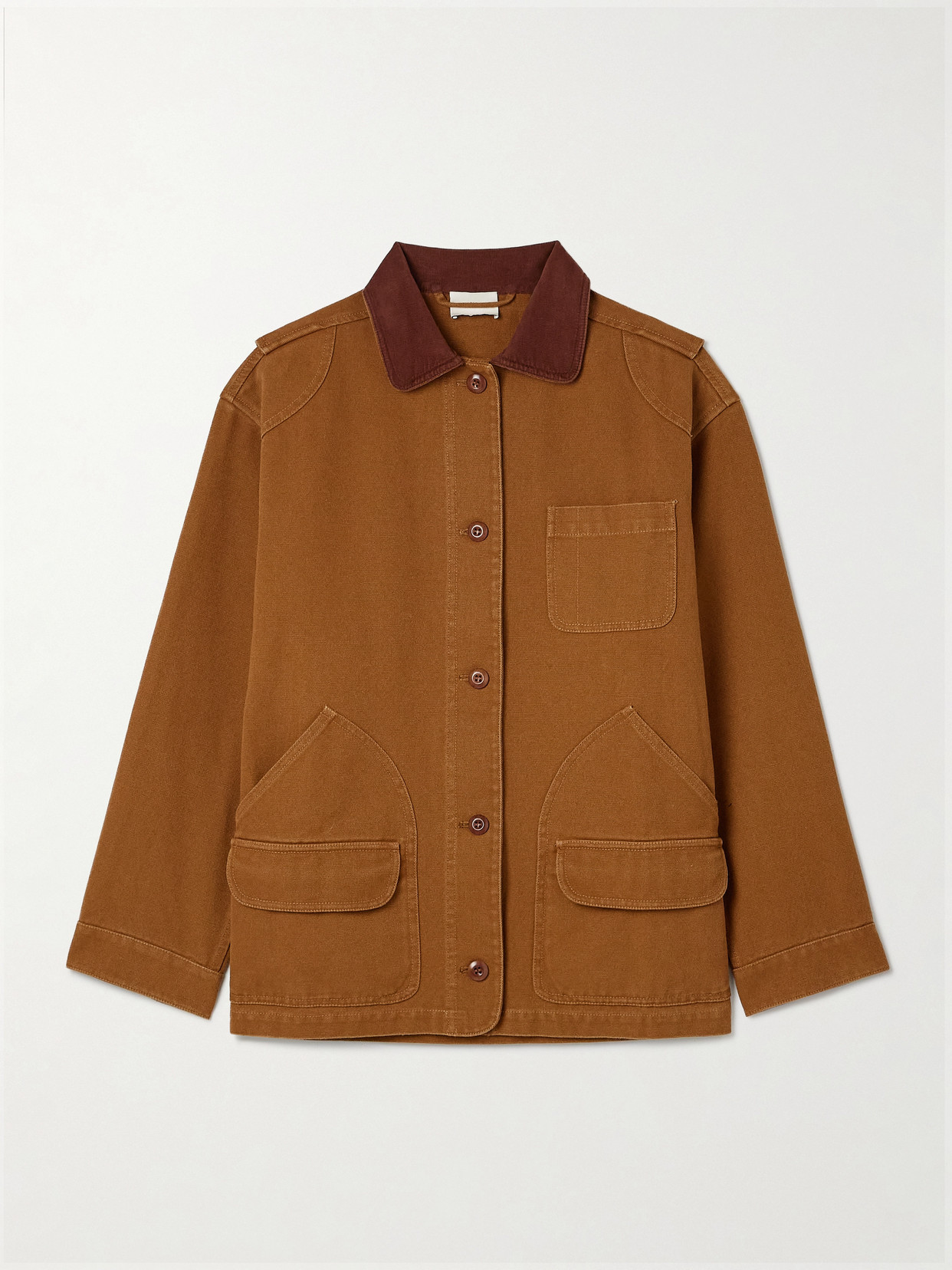 Pascual Corduroy-trimmed Cotton-canvas Jacket - Brown